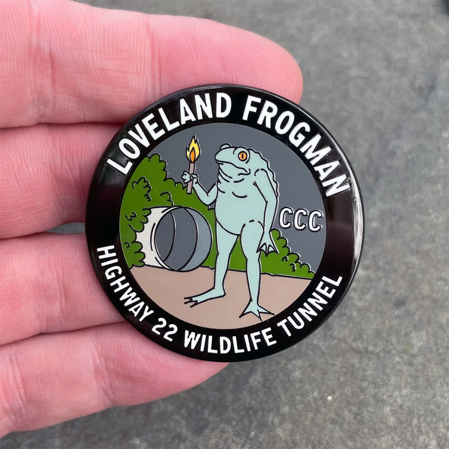 Loveland Frogman Wildlife Tunnel Pin - Image 3