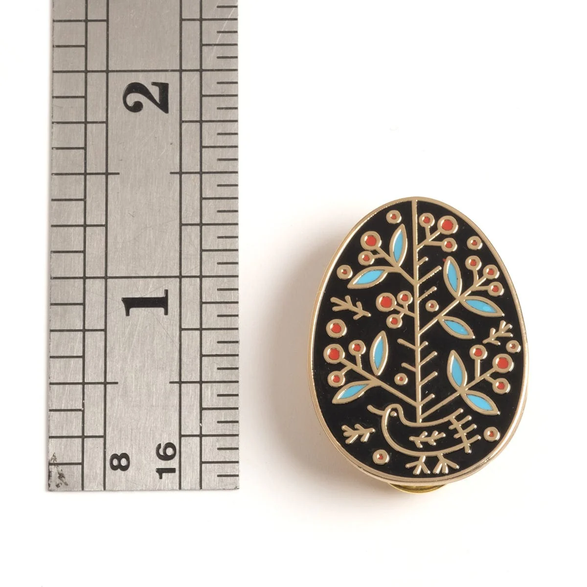 Ukrainian Easter Egg (Pysanka) Pin Set - Trident and Pine Tree Designs - Image 4