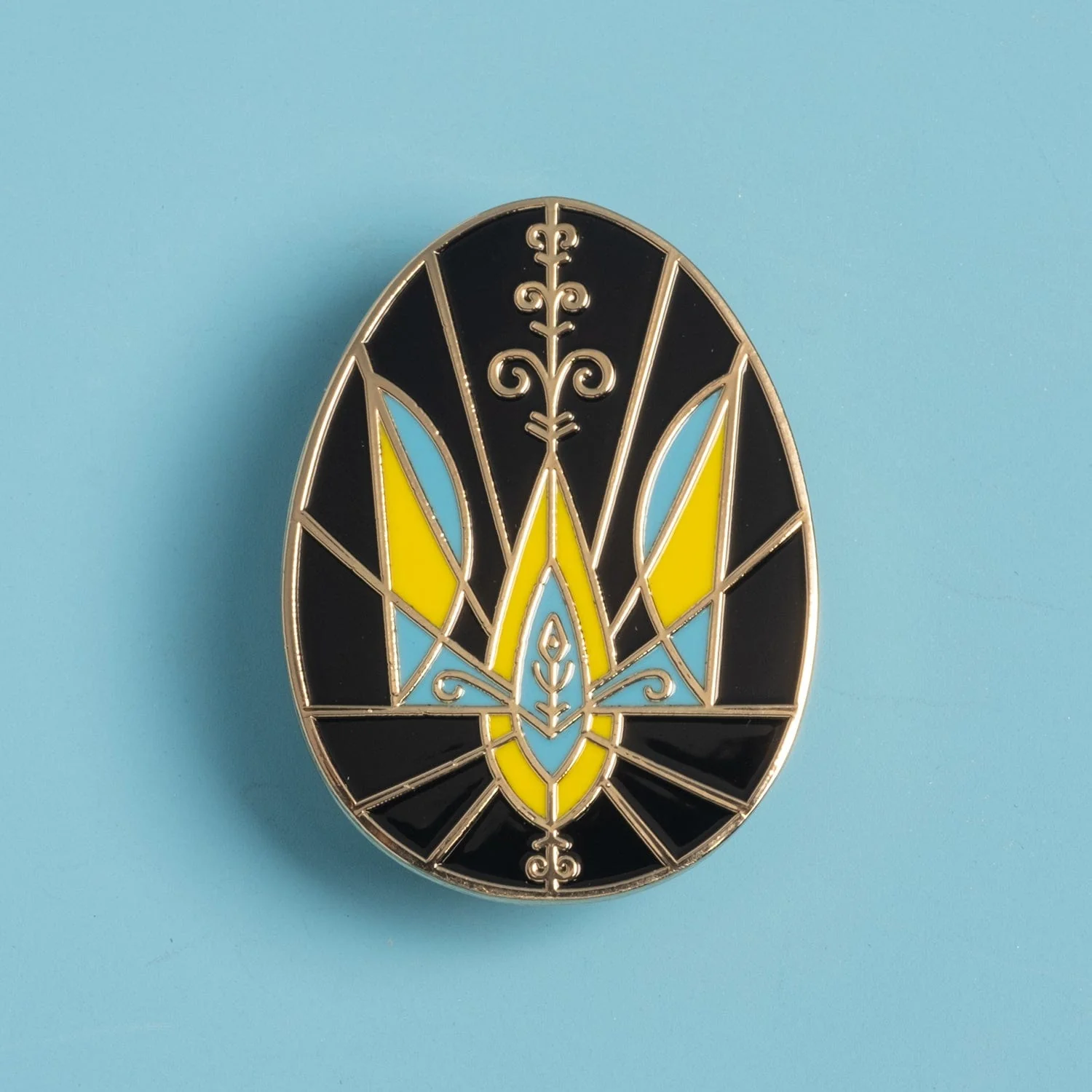 Ukrainian Easter Egg (Pysanka) Pin Set - Trident and Pine Tree Designs - Image 6