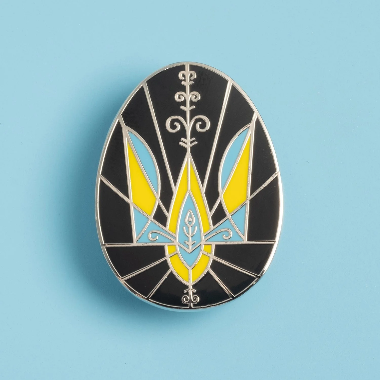 Ukrainian Easter Egg (Pysanka) Pin Set - Trident and Pine Tree Designs - Image 8