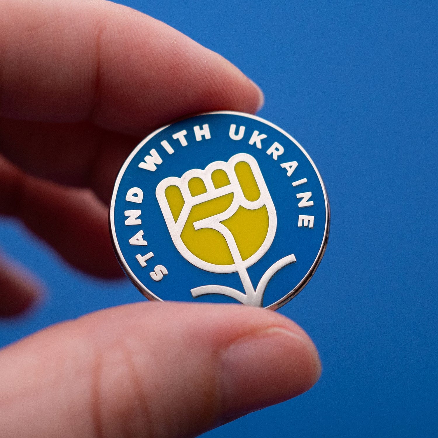 Stand With Ukraine Flower Enamel Pin - Image 3