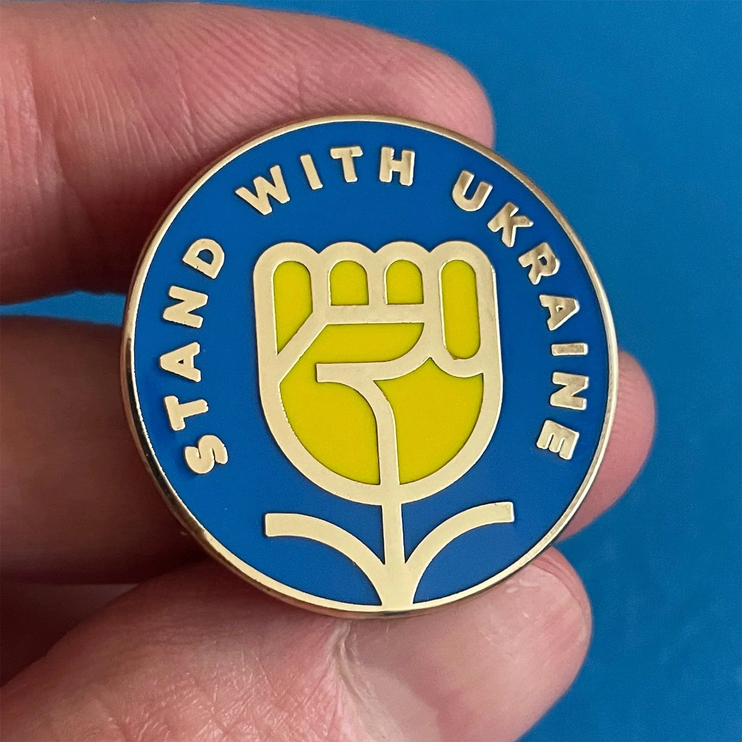 Stand With Ukraine Flower Enamel Pin - Image 5