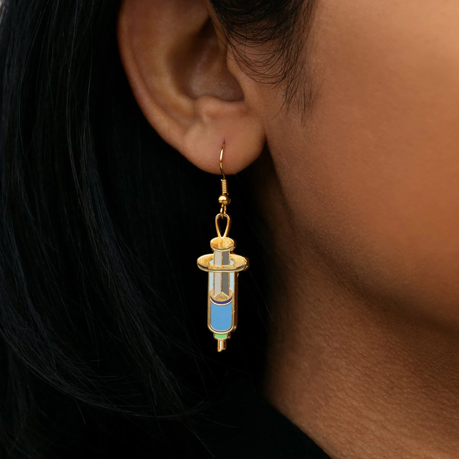 Vaccine Syringe Drop Earrings - Image 3
